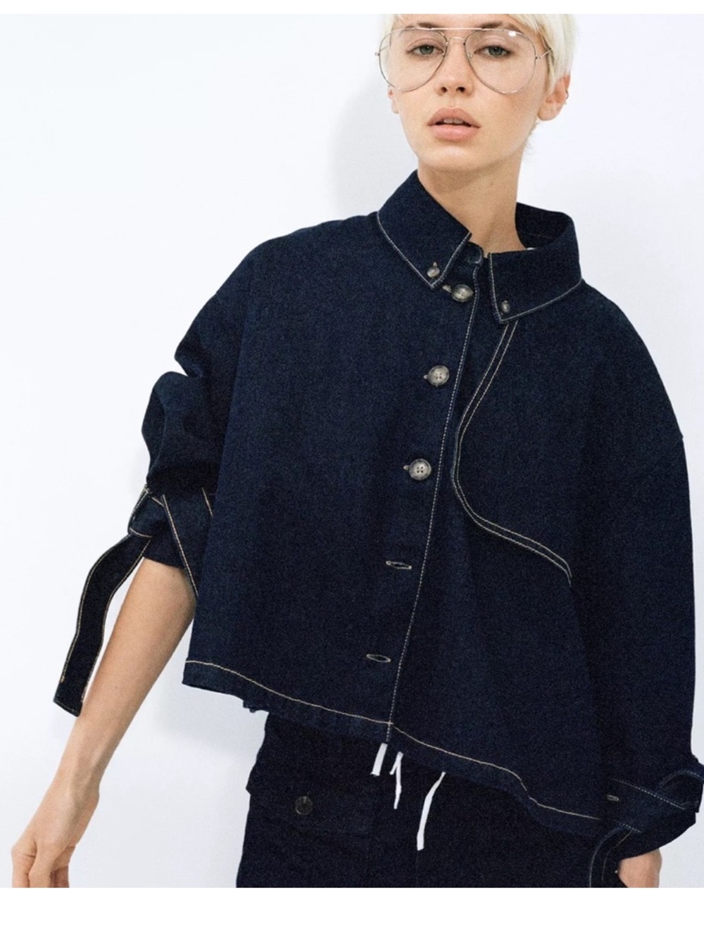 ZARA Denim Cape Jacket Size Medium